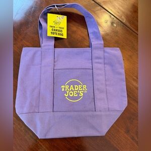 Limited Edition Trader Joe's Purple Canvas Mini Tote Bag